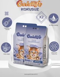 Goldlife Premium Kokusuz Kedi Kumu 10 Lt X2 ADET İnce Taneli