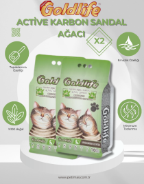 Goldlife Actıve Carbon Sandal Ağacı Kokulu Kedi Kumu 10 Lt X2 ADET İnce Taneli