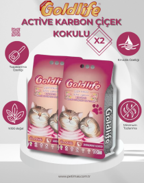 Goldlife Active Carbonlu Çiçek Kokulu Kedi Kumu 10 Lt X2 ADET İnce Taneli
