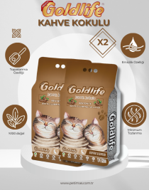 Goldlife Premium Kahve kokulu Kedi Kumu 10 Lt X2 ADET İnce Taneli