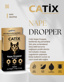CATİX Kedi Ense Damlası 3x1 ml – Bit, Pire ve Kene Koruması | 1–5 Kg Kediler İçin Bitkisel Destek