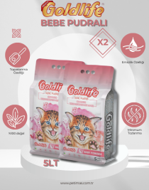 Goldlife Premium Bebe Pudralı Kedi Kumu 5 Lt X2 ADET