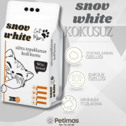 Snow White 20 Lt Beyaz Bentonit Kokusuz İnce Taneli Kedi Kumu