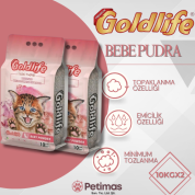  Goldlife Bebe Pudrası Kokulu İnce Taneli Kedi Kumu – 10 KG x 2 Adet