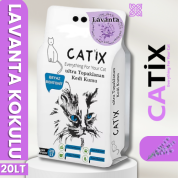 CATİX 20lt Beyaz Bentoint Lavanta Kokulu Ince Taneli Kedi Kumu Ultra Topaklanma