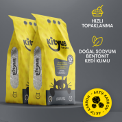 Kityus 2'li Avantaj Paketi Ekstra Topaklanan, İnce Taneli, Tozsuz, Aktif Karbonlu Bentonit Kedi Kumu 2x10lt